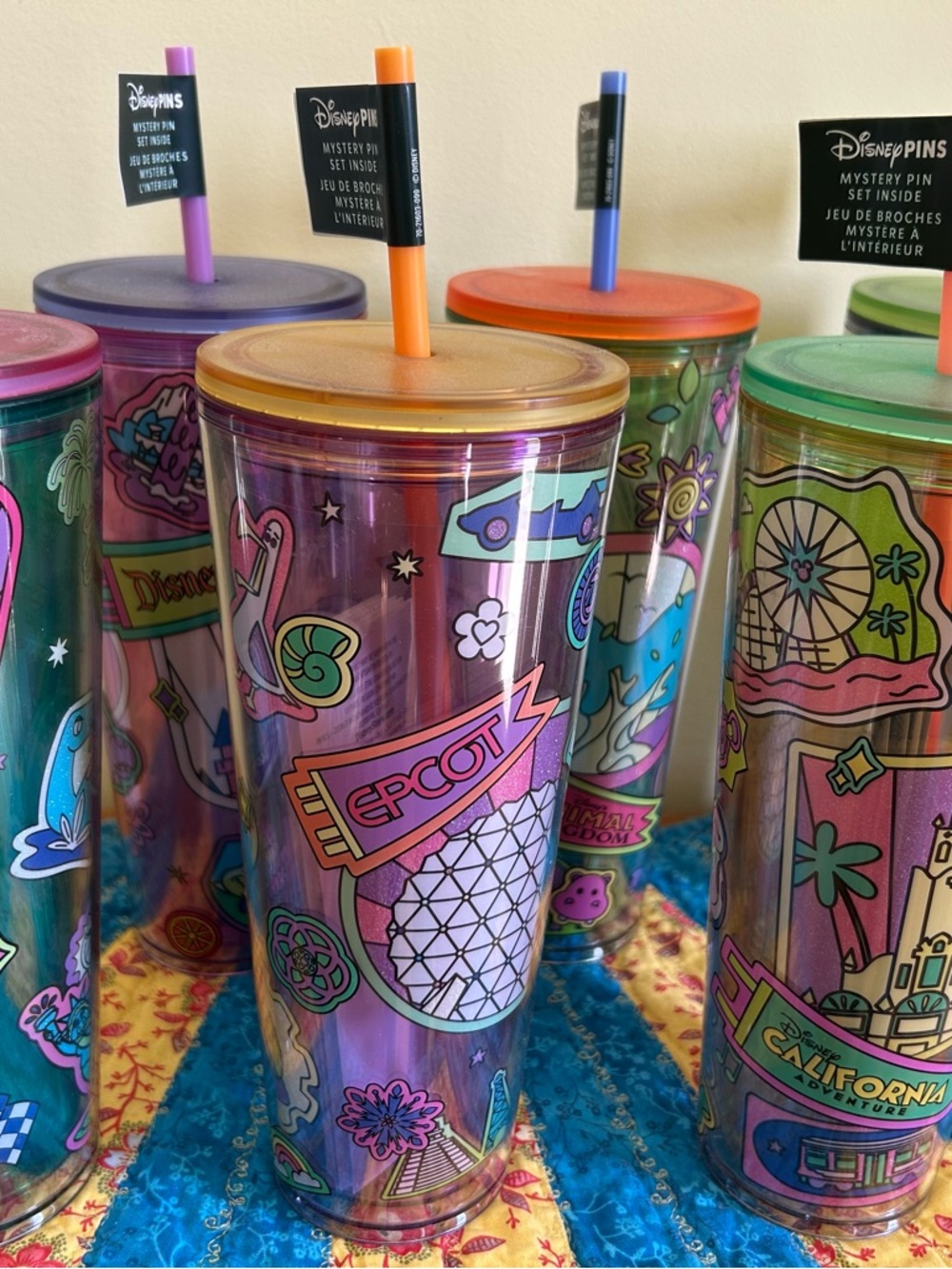 Starbucks Tumbler Set 6 New Disney Pin Set Cups Cold Cups